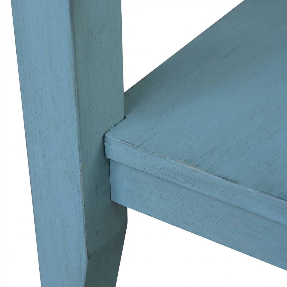 Ocean Blue Accent Table with Antique Rubbed Finish for Stylish Living Spaces