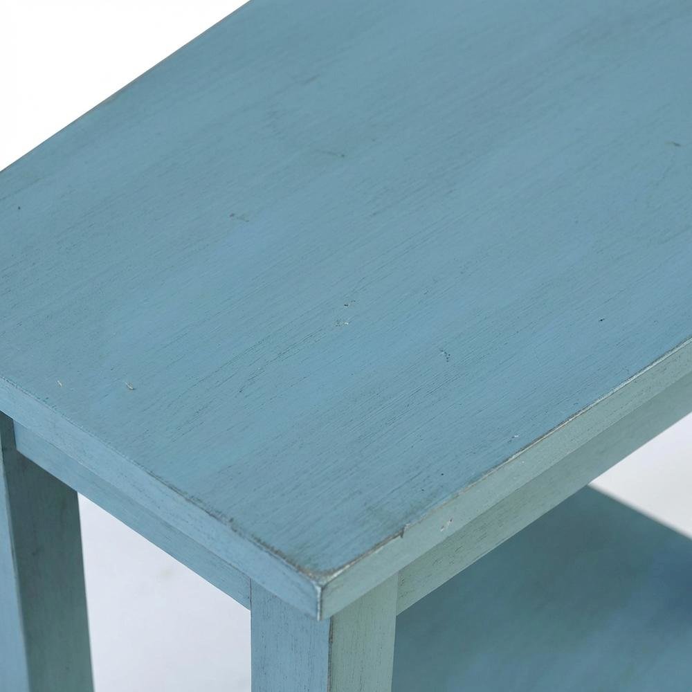 Ocean Blue Accent Table with Antique Rubbed Finish for Stylish Living Spaces