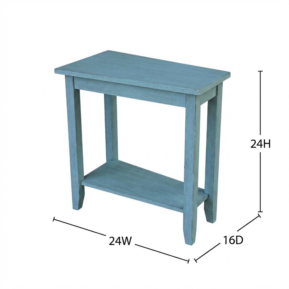 Ocean Blue Accent Table with Antique Rubbed Finish for Stylish Living Spaces