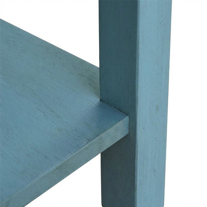 Ocean blue narrow end table with antique rubbed finish for classic living spaces