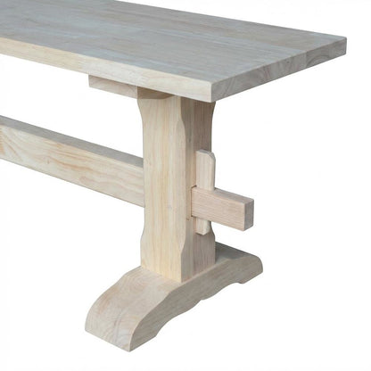 Unfinished Trestle Bench with Sturdy Construction and Wipe Clean Finish