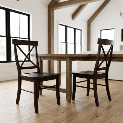 Solid Wood X-Back Dining Chair, Farmhouse Kitchen Chair for Dining Room