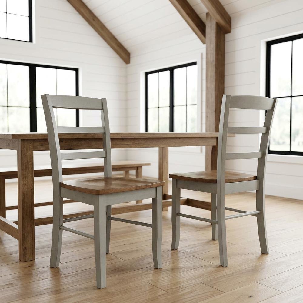 Madrid Ladderback Solid Wood Dining Chairs for Kitchen and Dining Room, Set of 2