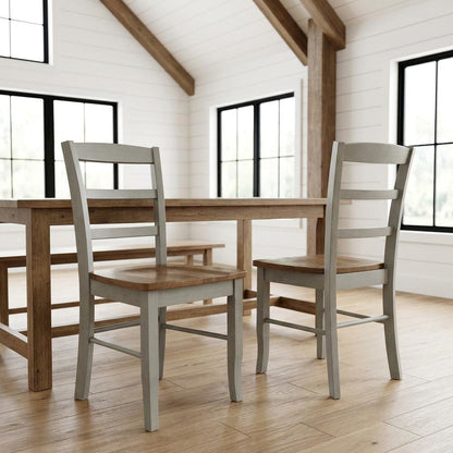 Madrid Ladderback Solid Wood Dining Chairs for Kitchen and Dining Room, Set of 2