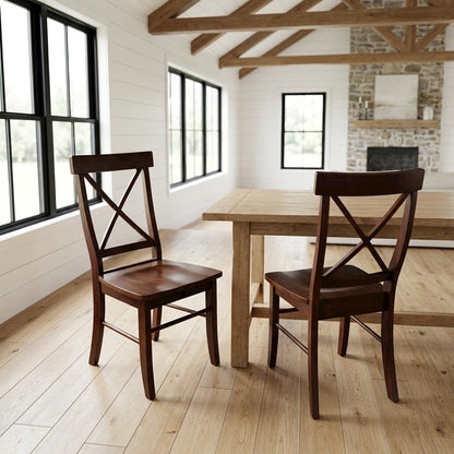 Solid Wood X-Back Dining Chair, Hardwood Side Chair for Dining Room