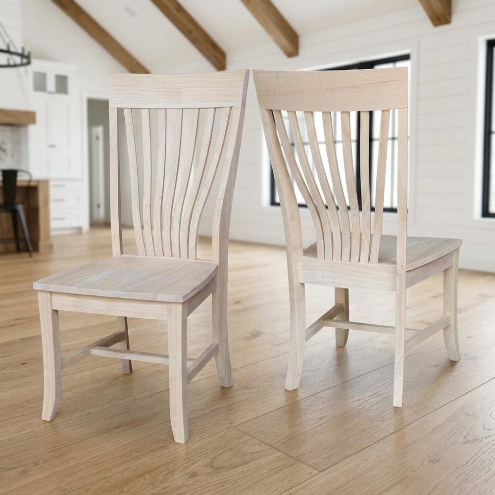 Unfinished Solid Hardwood Dining Chairs for Kitchen or Dining Room, Set of 2