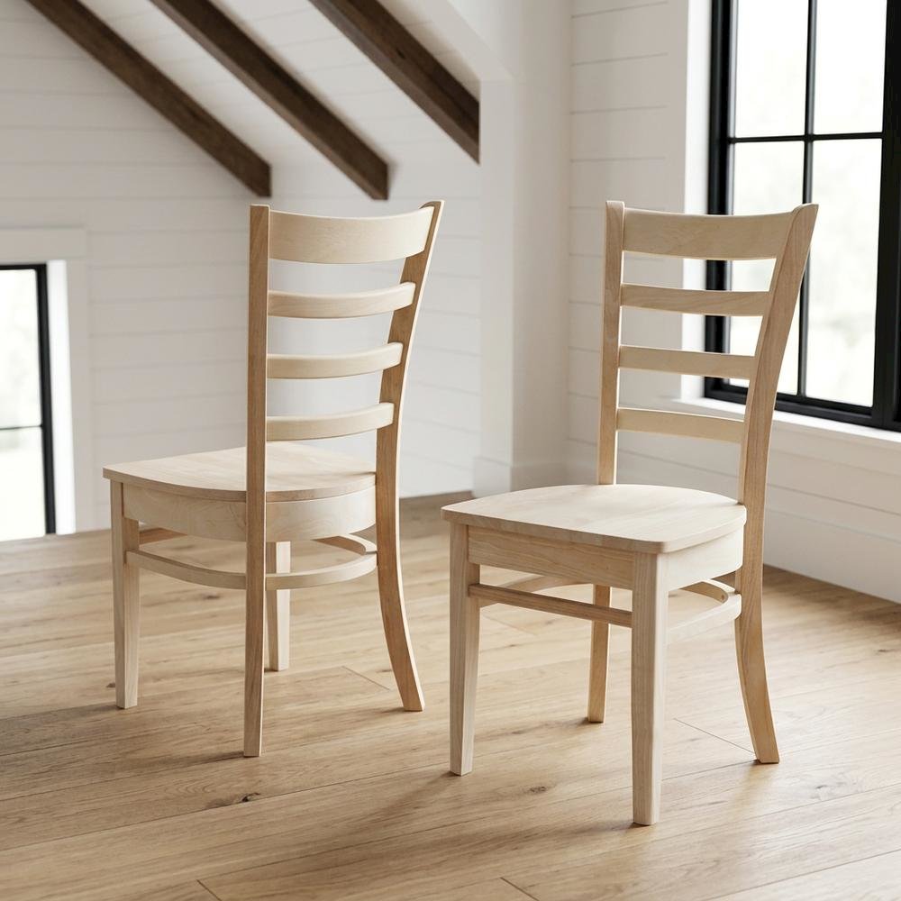 Unfinished Hardwood Dining Chairs for Kitchen and Dining Room Use