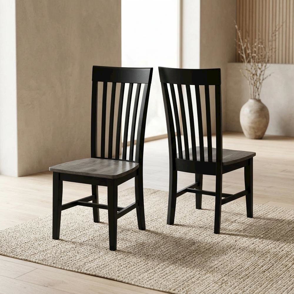 Solid Hardwood Dining Chair with Tall Mission Back for Dining Room