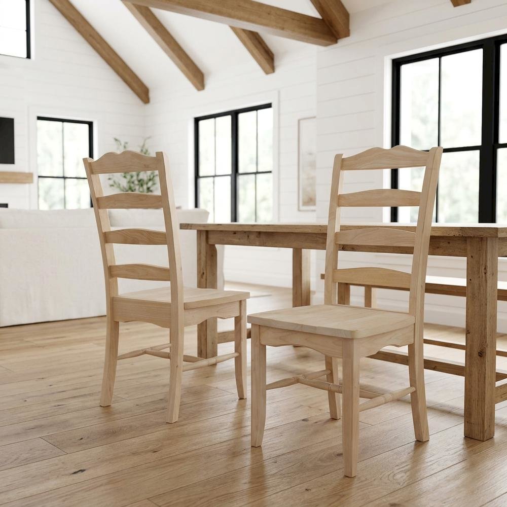Magnolia Unfinished Hardwood Dining Chairs, Set of Two for Kitchen