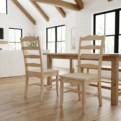 Magnolia Unfinished Hardwood Dining Chairs, Set of Two for Kitchen
