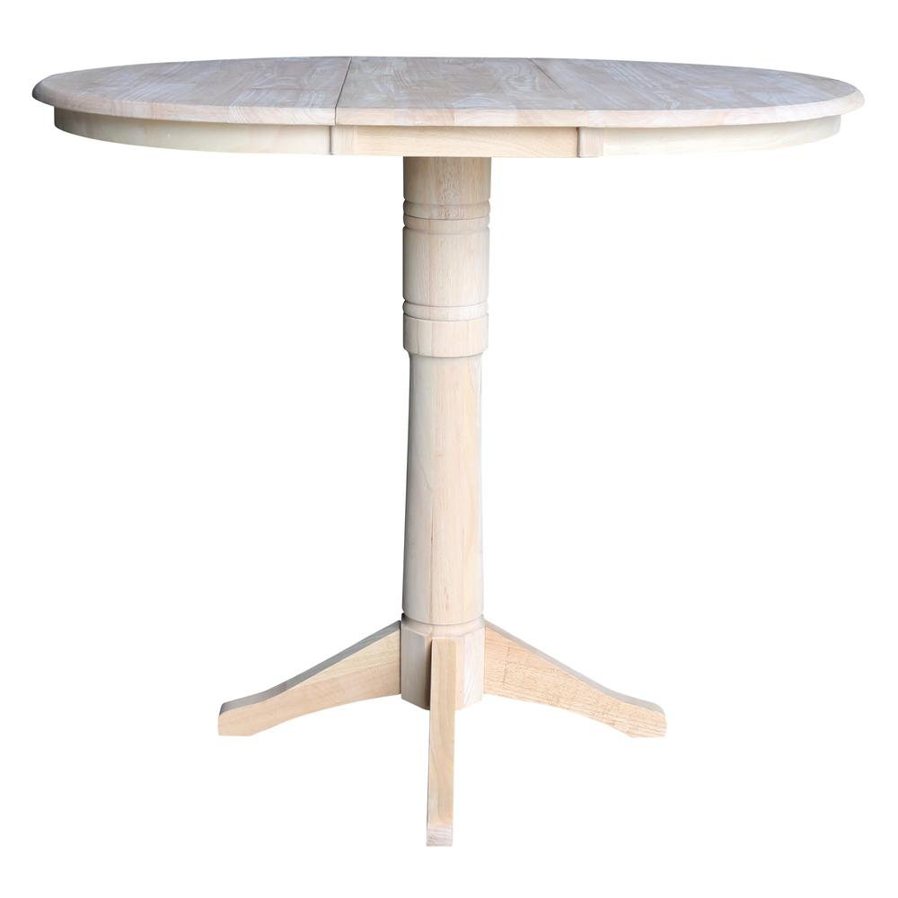 36" Round Top Pedestal Table With 12" Leaf - 40.9"H - Dining, Counter, or Bar Height, Unfinished