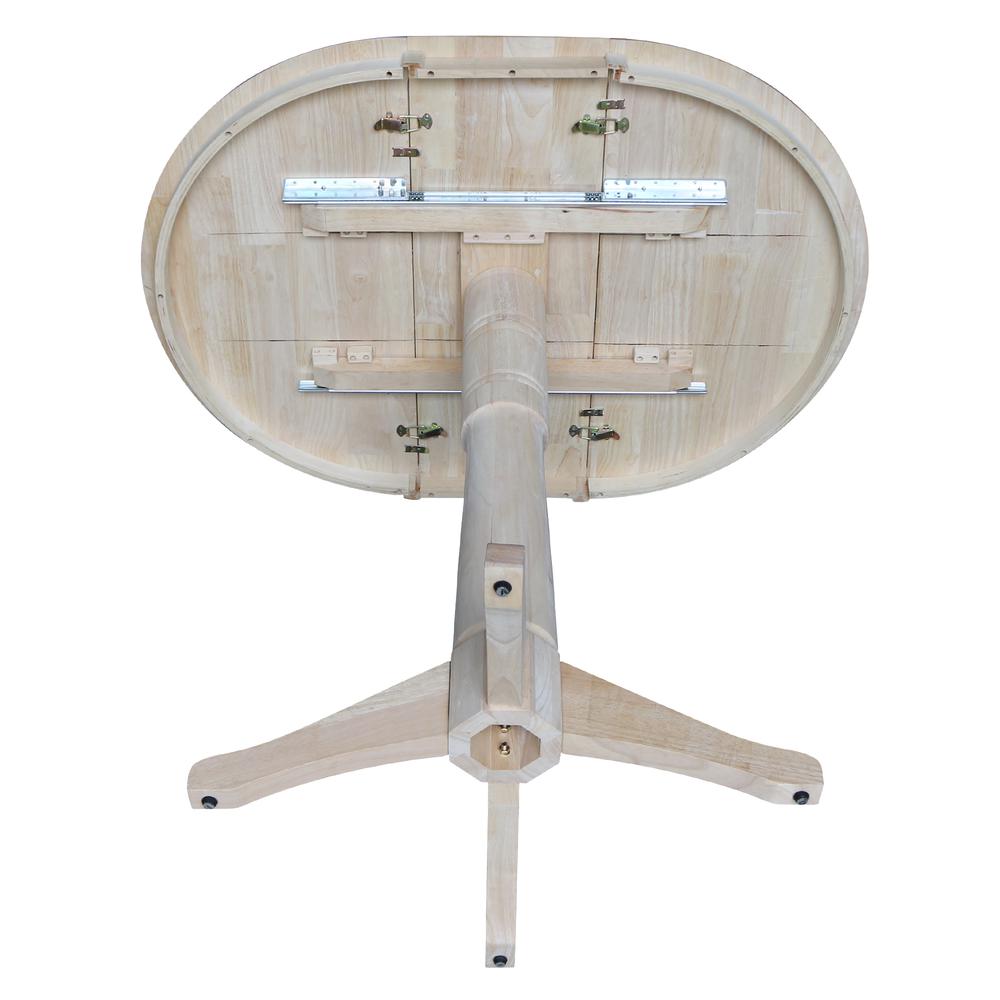 36" Round Top Pedestal Table With 12" Leaf - 40.9"H - Dining, Counter, or Bar Height, Unfinished
