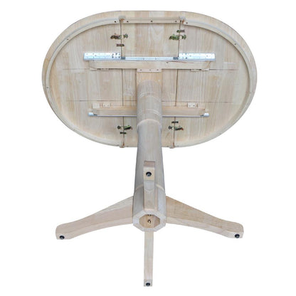 36" Round Top Pedestal Table With 12" Leaf - 40.9"H - Dining, Counter, or Bar Height, Unfinished