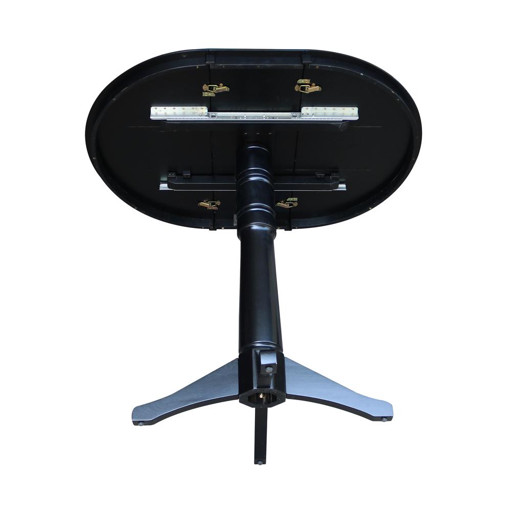 36" Round Top Pedestal Table With 12" Leaf - 40.9"H - Dining, Counter, or Bar Height, Black
