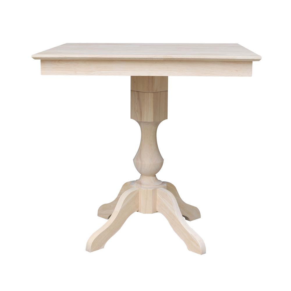 36" x 36" Square Top Pedestal Table  With 4 Counter Height Stools (Set of 5)