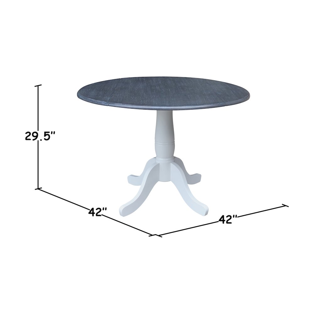 42" Round Top Dual Drop Leaf Pedestal Table with 4 Dining Chairs