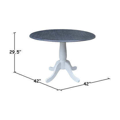 42" Round Top Dual Drop Leaf Pedestal Table with 4 Dining Chairs