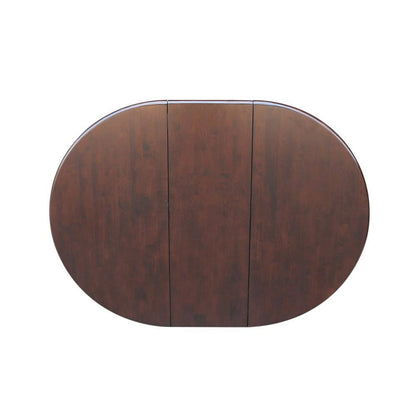 36" Round Top Pedestal Table With 12" Leaf - 28.9"H - Dining Height, Rich Mocha