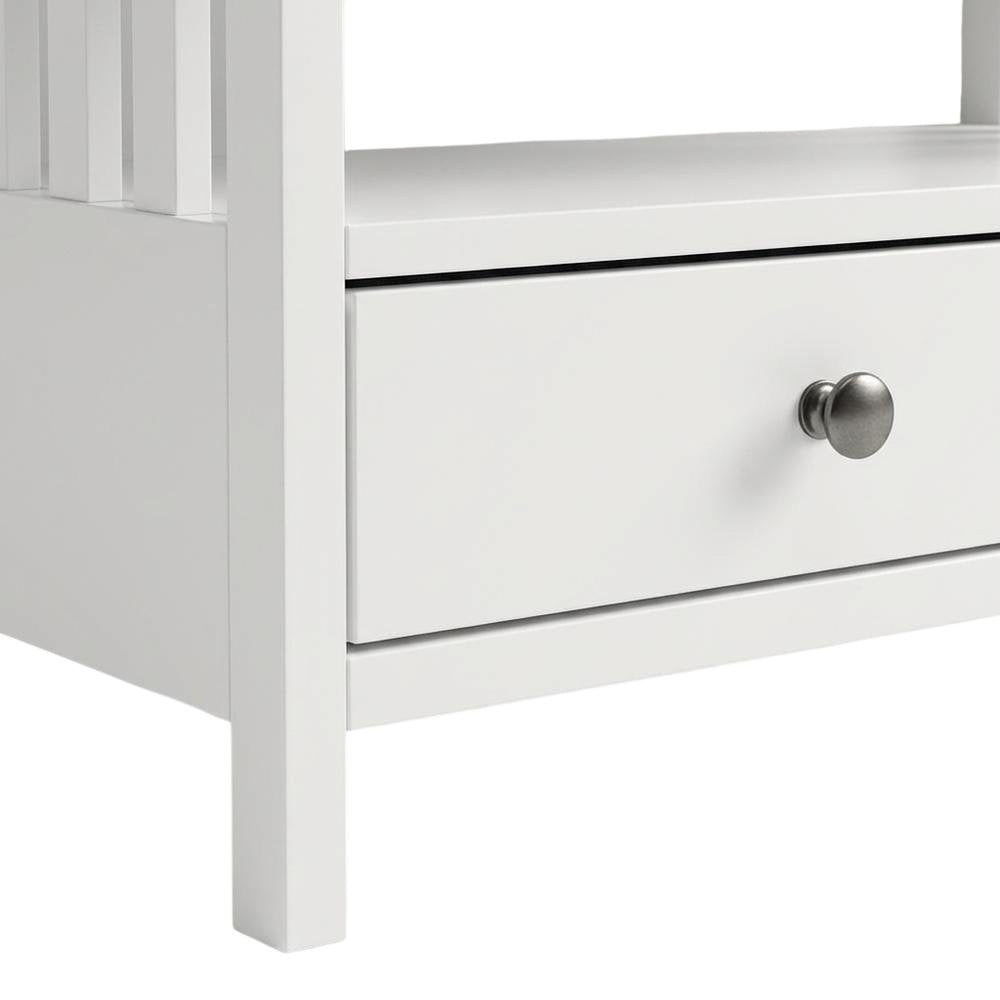 White Hardwood Corner TV Stand with Modern Design and Ample Storage