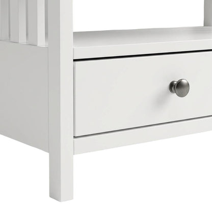 White Hardwood Corner TV Stand with Modern Design and Ample Storage
