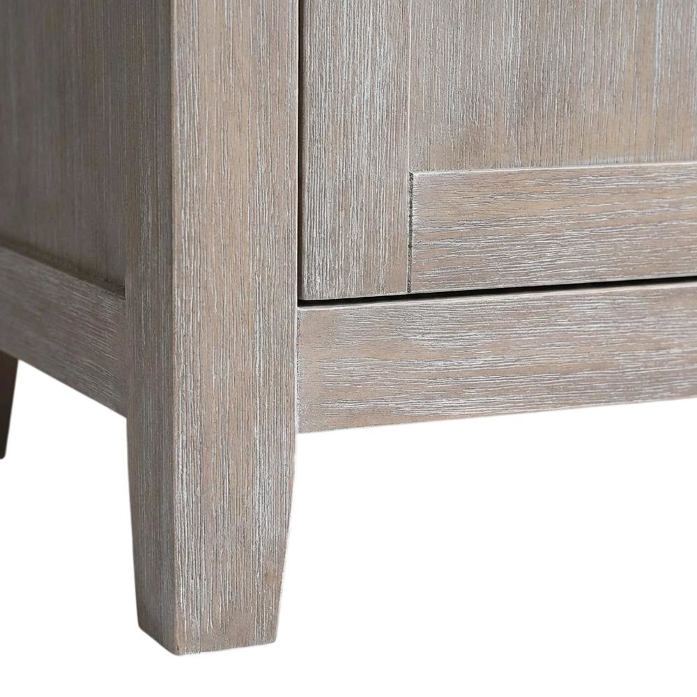 Washed Gray Taupe Entertainment TV Stand with 2 Doors and Hardwood Construction