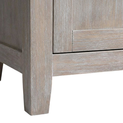 Washed Gray Taupe Entertainment TV Stand with 2 Doors and Hardwood Construction