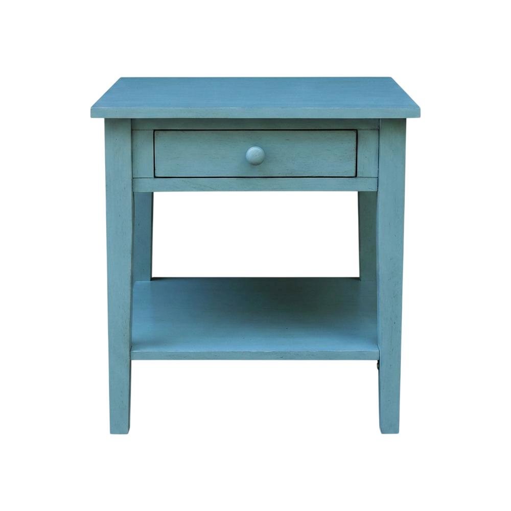 Antique Rubbled Ocean Blue End Table with Classic Style