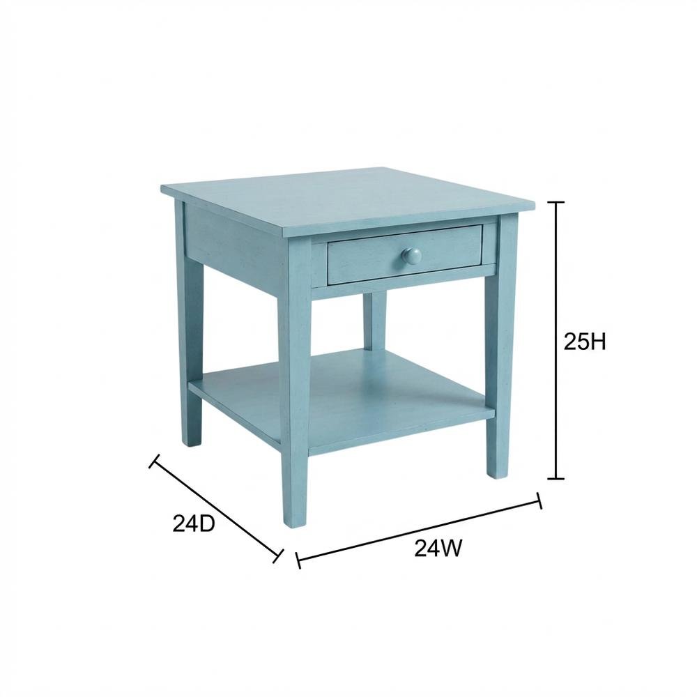 Antique Rubbled Ocean Blue End Table with Classic Style
