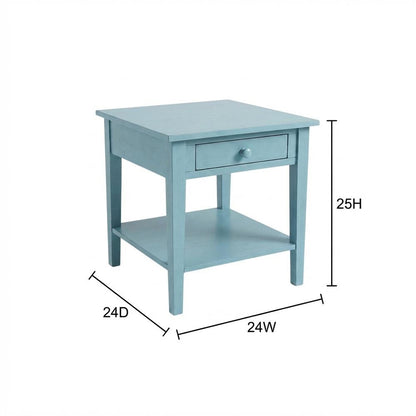 Antique Rubbled Ocean Blue End Table with Classic Style