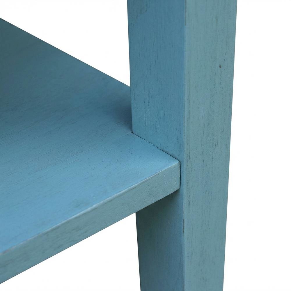 Antique Rubbled Ocean Blue End Table with Classic Style