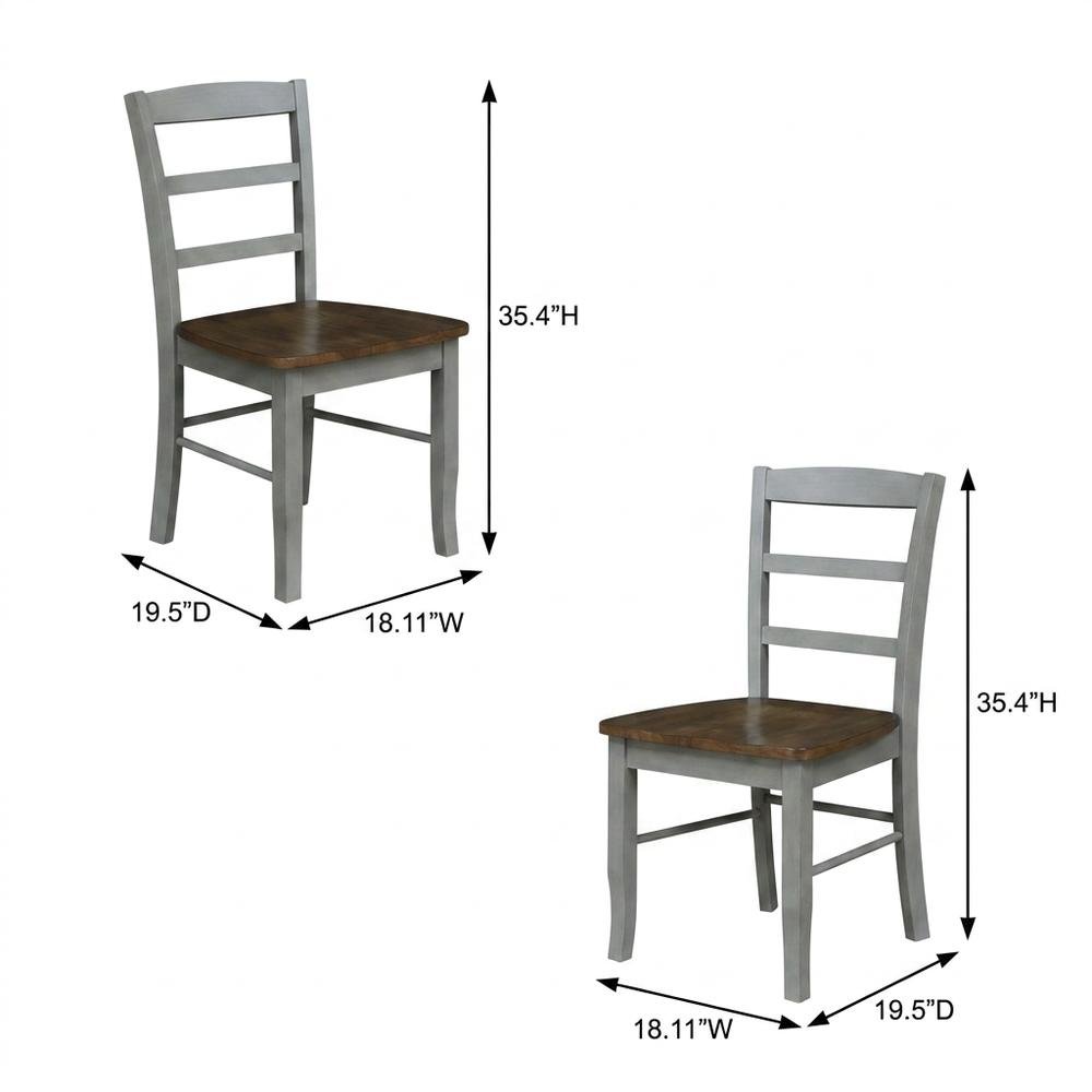 Madrid Ladderback Solid Wood Dining Chairs for Kitchen and Dining Room, Set of 2
