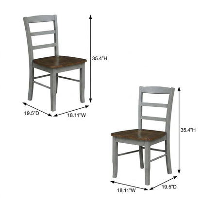 Madrid Ladderback Solid Wood Dining Chairs for Kitchen and Dining Room, Set of 2