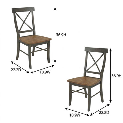 Hardwood X-Back Dining Chairs with Solid Wood Seat for Dining Room, Set of 2