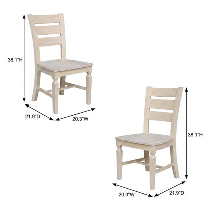 Solid Hardwood Ladder-Back Dining Chairs, Unfinished, Set of 2