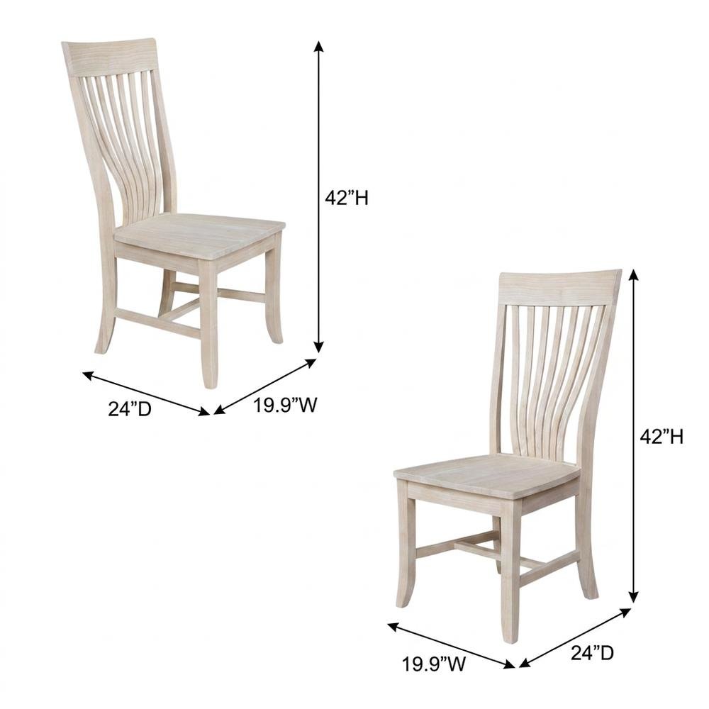 Unfinished Solid Hardwood Dining Chairs for Kitchen or Dining Room, Set of 2
