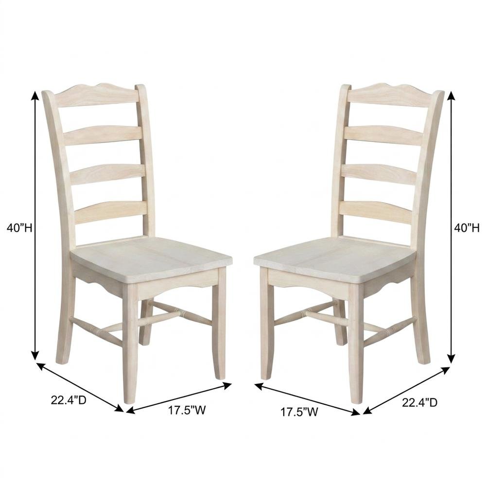 Magnolia Unfinished Hardwood Dining Chairs, Set of Two for Kitchen