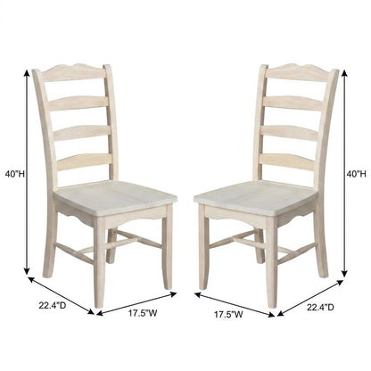 Magnolia Unfinished Hardwood Dining Chairs, Set of Two for Kitchen