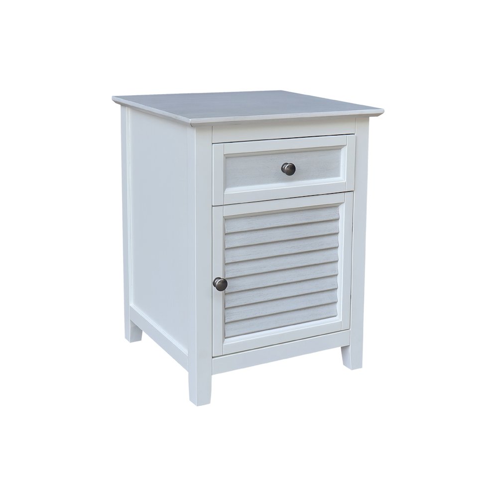 Solid Wood Nightstand with Storage Cabinet, Chalk & White Two-Tone Bedside Table