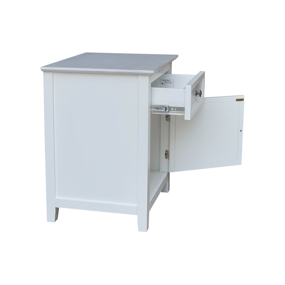 Solid Wood Nightstand with Storage Cabinet, Chalk & White Two-Tone Bedside Table
