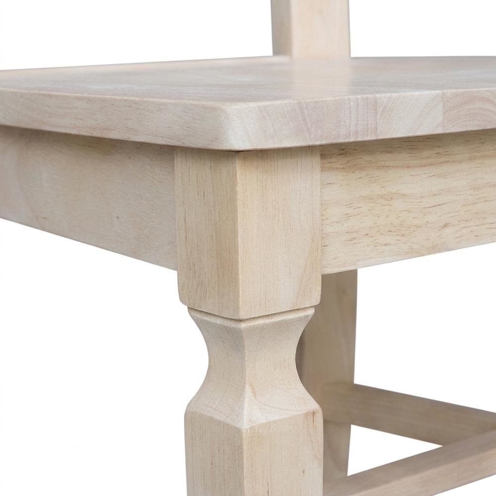 Solid Hardwood Ladder-Back Dining Chairs, Unfinished, Set of 2