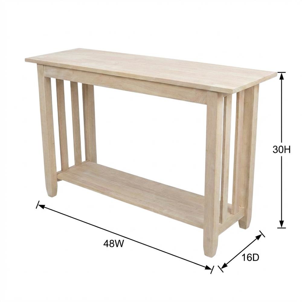 Unfinished Console or Sofa Table with Versatile Design for Living Room