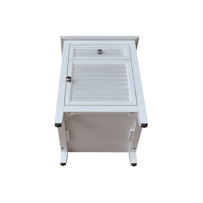 Solid Wood Nightstand with Storage Cabinet, Chalk & White Two-Tone Bedside Table