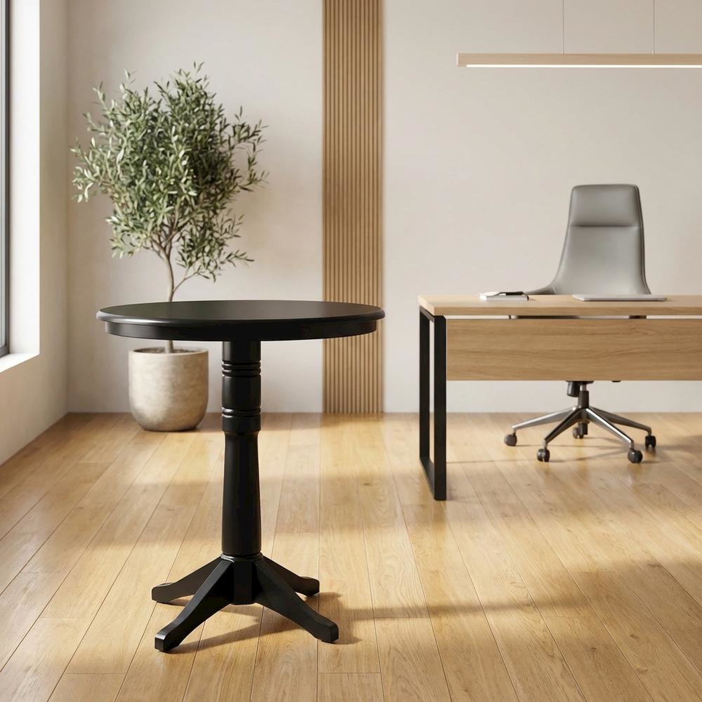 Black 36-Inch Round Pedestal Table with Sturdy Design and Elegant Finish