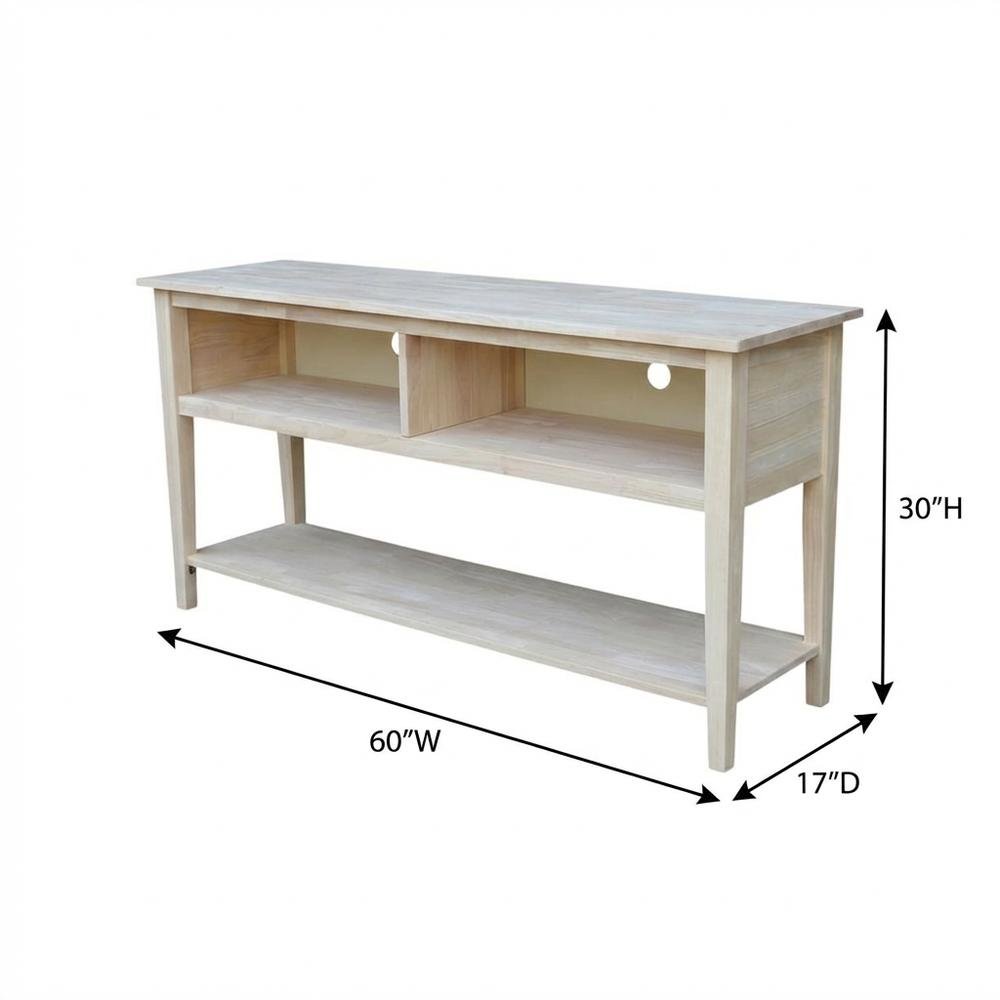 Unfinished Hardwood TV Stand with Spacious Surface for Modern Living
