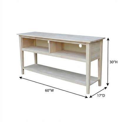 Unfinished Hardwood TV Stand with Spacious Surface for Modern Living
