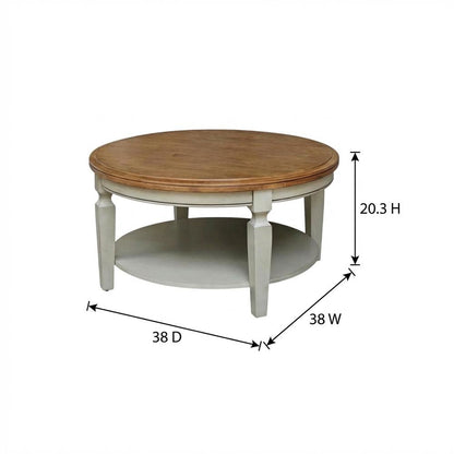 Hickory Stone Round Coffee Table with Wipe Clean Surface and Modern Design