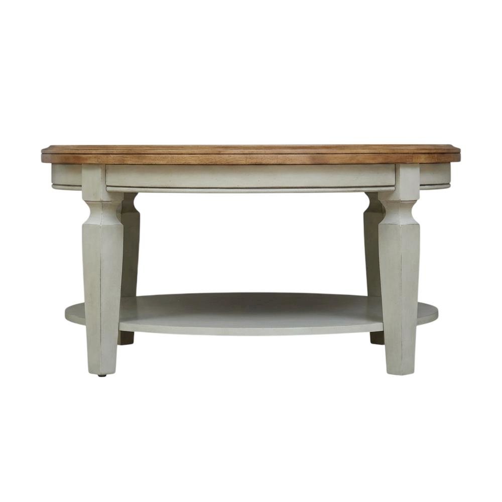 Hickory Stone Round Coffee Table with Wipe Clean Surface and Modern Design