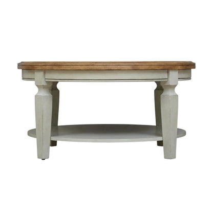 Hickory Stone Round Coffee Table with Wipe Clean Surface and Modern Design