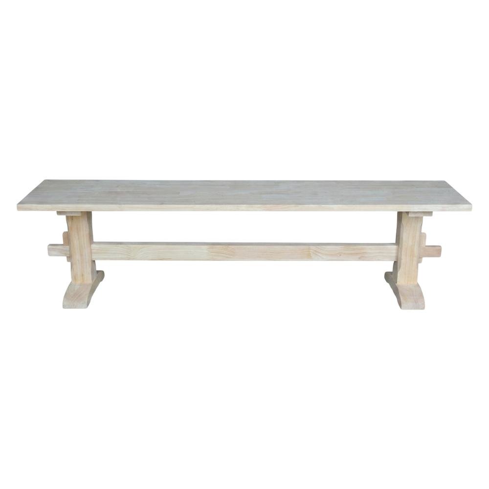Unfinished Trestle Bench with Sturdy Construction and Wipe Clean Finish