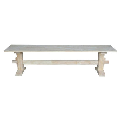 Unfinished Trestle Bench with Sturdy Construction and Wipe Clean Finish